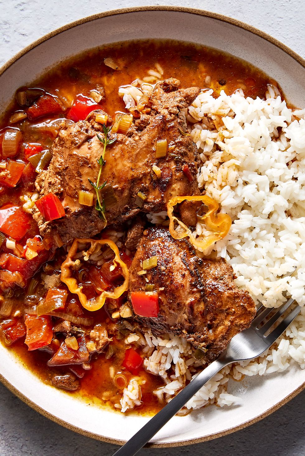 brown stew chicken and rice